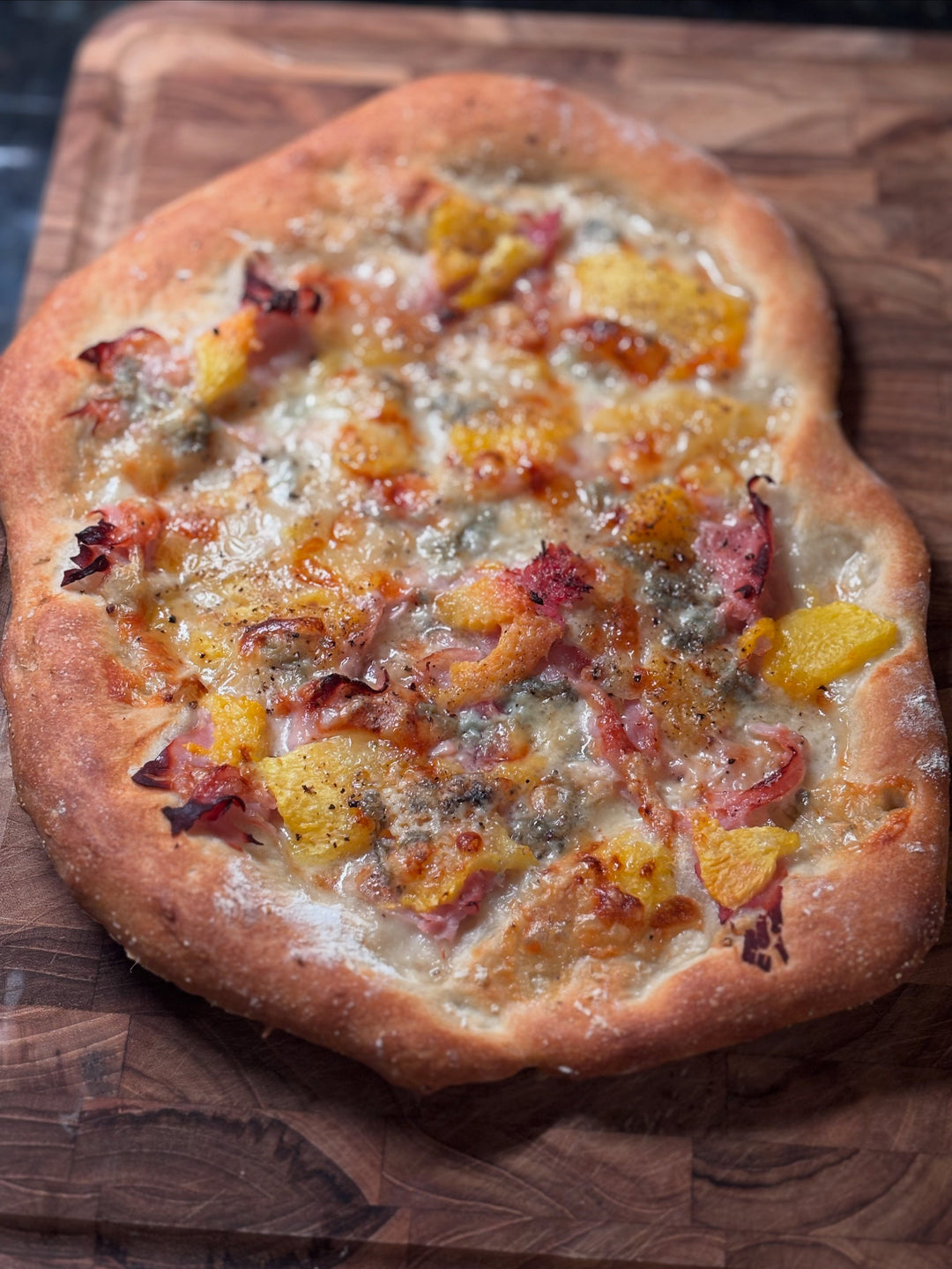 Fresh Peach & Gorgonzola Pizza
